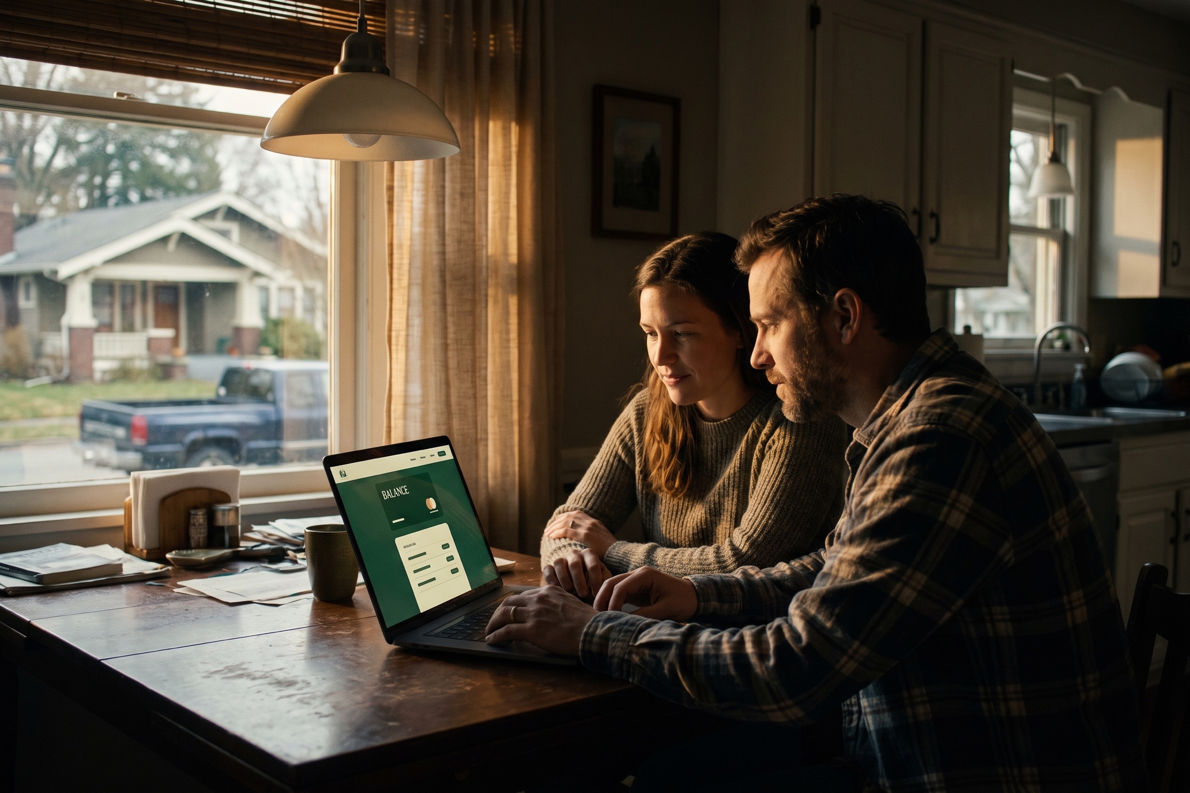 Comparing account options over coffee