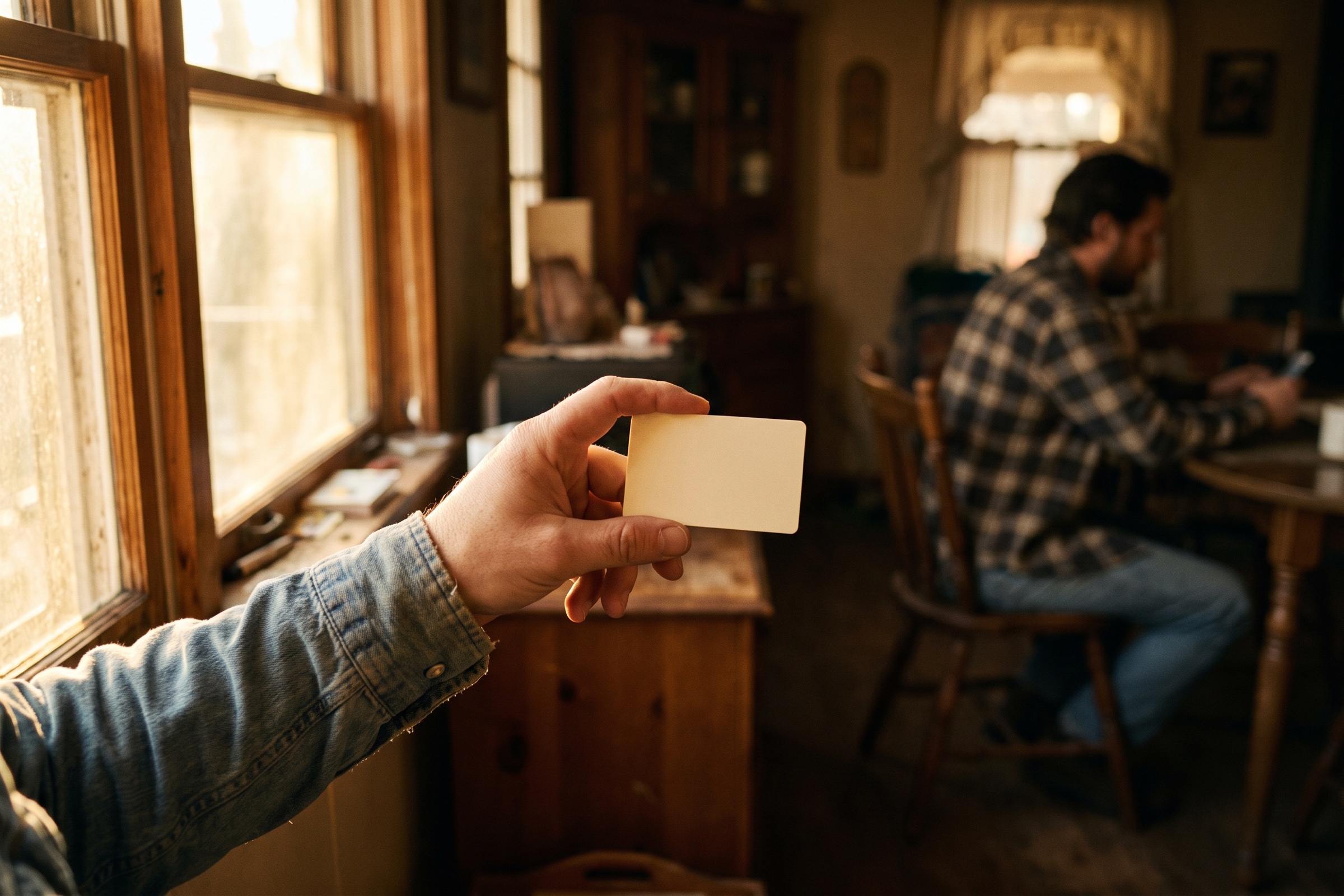 Plain bank card on a wooden table